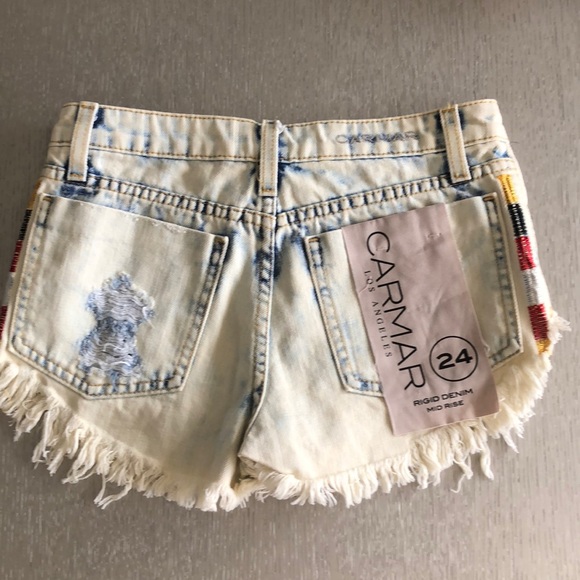 New Carmar LA rigid denim mid rise shorts sz 24